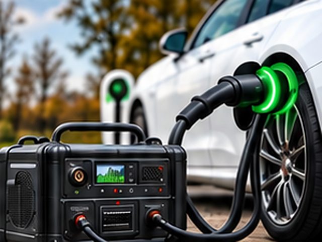 E-Auto wird mit einer mobilen Powerstation geladen